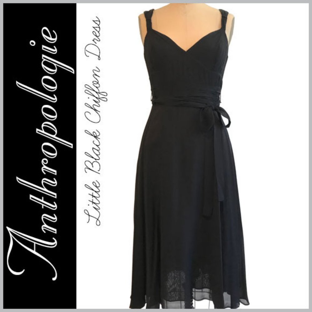 Anthlopologie Elevenses Black Chiffon Dress